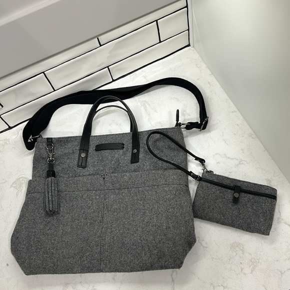 Sherpani Faith Ethos Collection Wool Satchel Slate Tote Bag - Picture 2 of 16